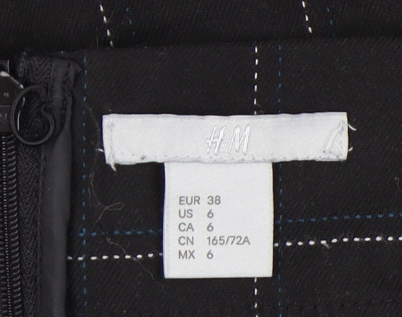 H&M Women's Black Check Skirt Size 10