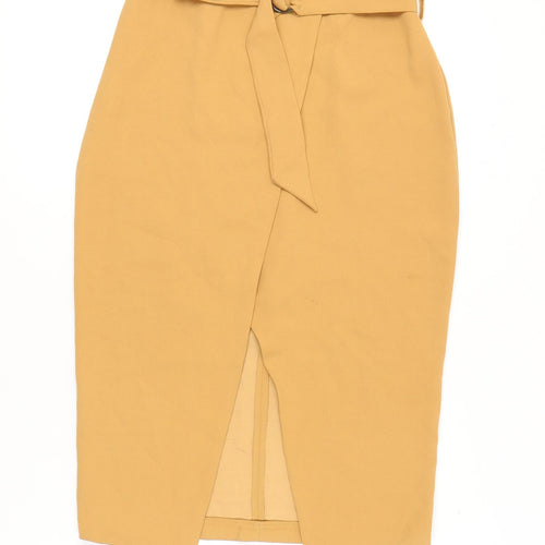 Miss Selfridge Women's Midi Yellow Pencil Skirt Size 10
