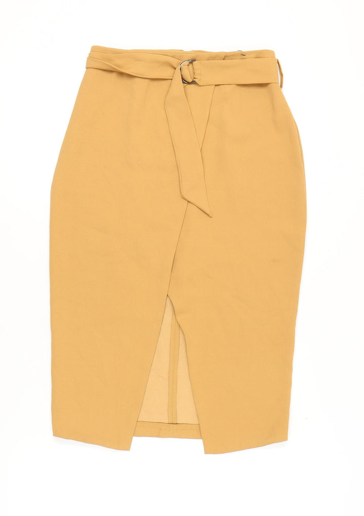 Miss Selfridge Women's Midi Yellow Pencil Skirt Size 10