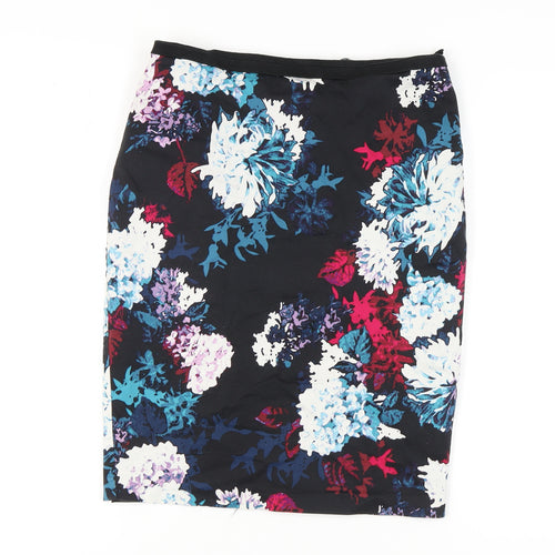 Marks and Spencer Women's Black Floral Pencil Skirt - Size 12