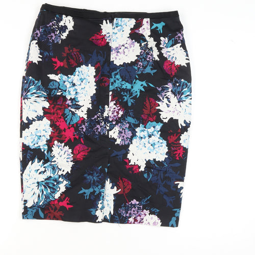 Marks and Spencer Women's Black Floral Pencil Skirt - Size 12