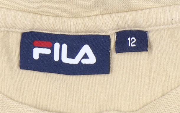 Fila Boys Beige T-Shirt, Size 12, Logo Accents