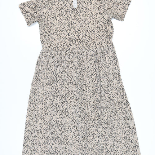 Wednesday's Girl Beige Animal Print Midi Dress S