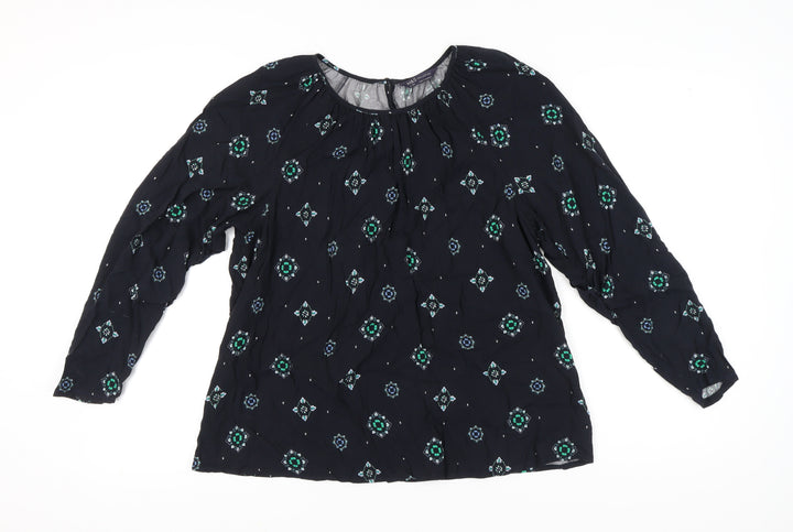 Marks and Spencer Women's Black Geometric Blouse Size 16