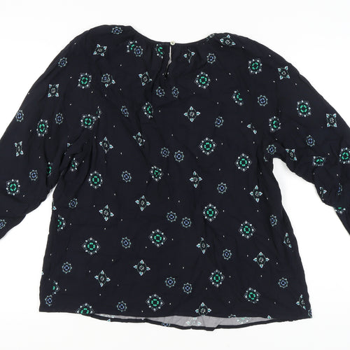 Marks and Spencer Women's Black Geometric Blouse Size 16