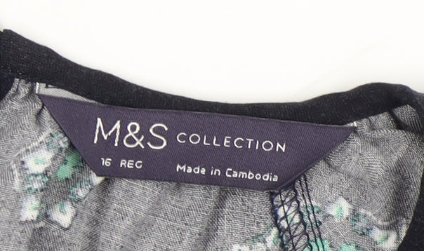 Marks and Spencer Women's Black Geometric Blouse Size 16