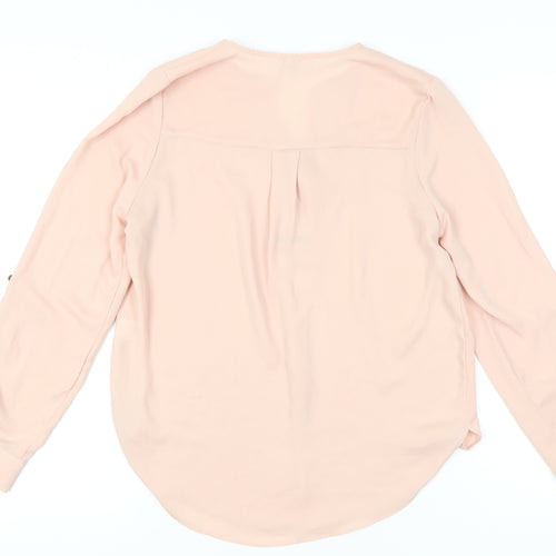 River Island Women's Pink Blouse Size 8 V-Neck Long Sleeve