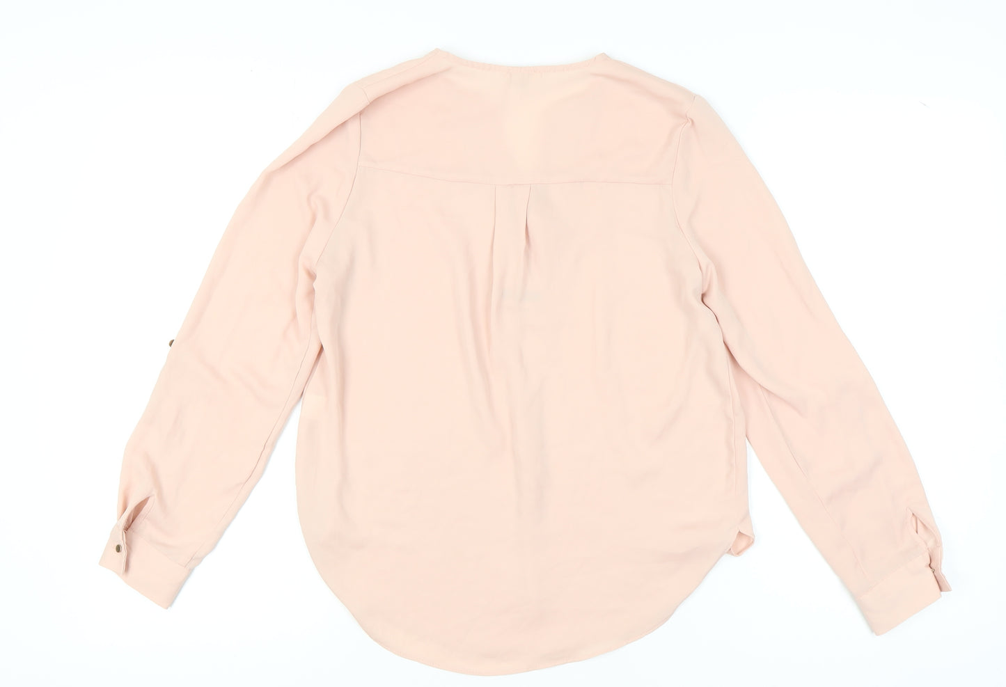 River Island Women's Pink Blouse Size 8 V-Neck Long Sleeve