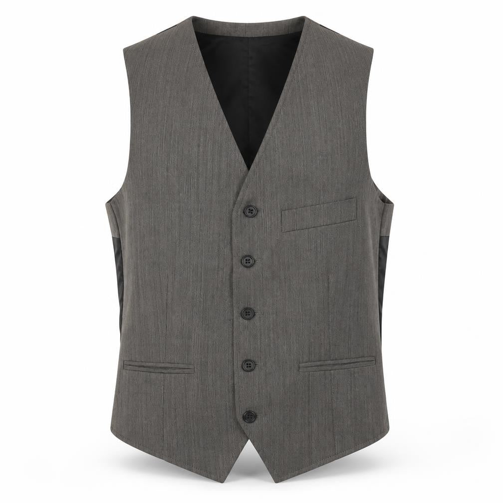 Front view of Topman Men's Grey Waistcoat 36 Herringbone Formal