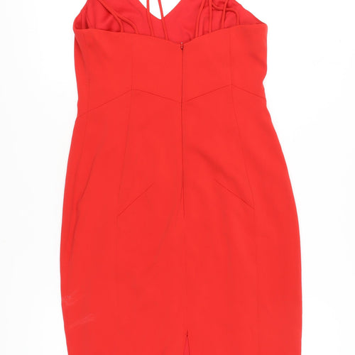 Coast Women’s Red Bodycon V-Neck Dress Size 12