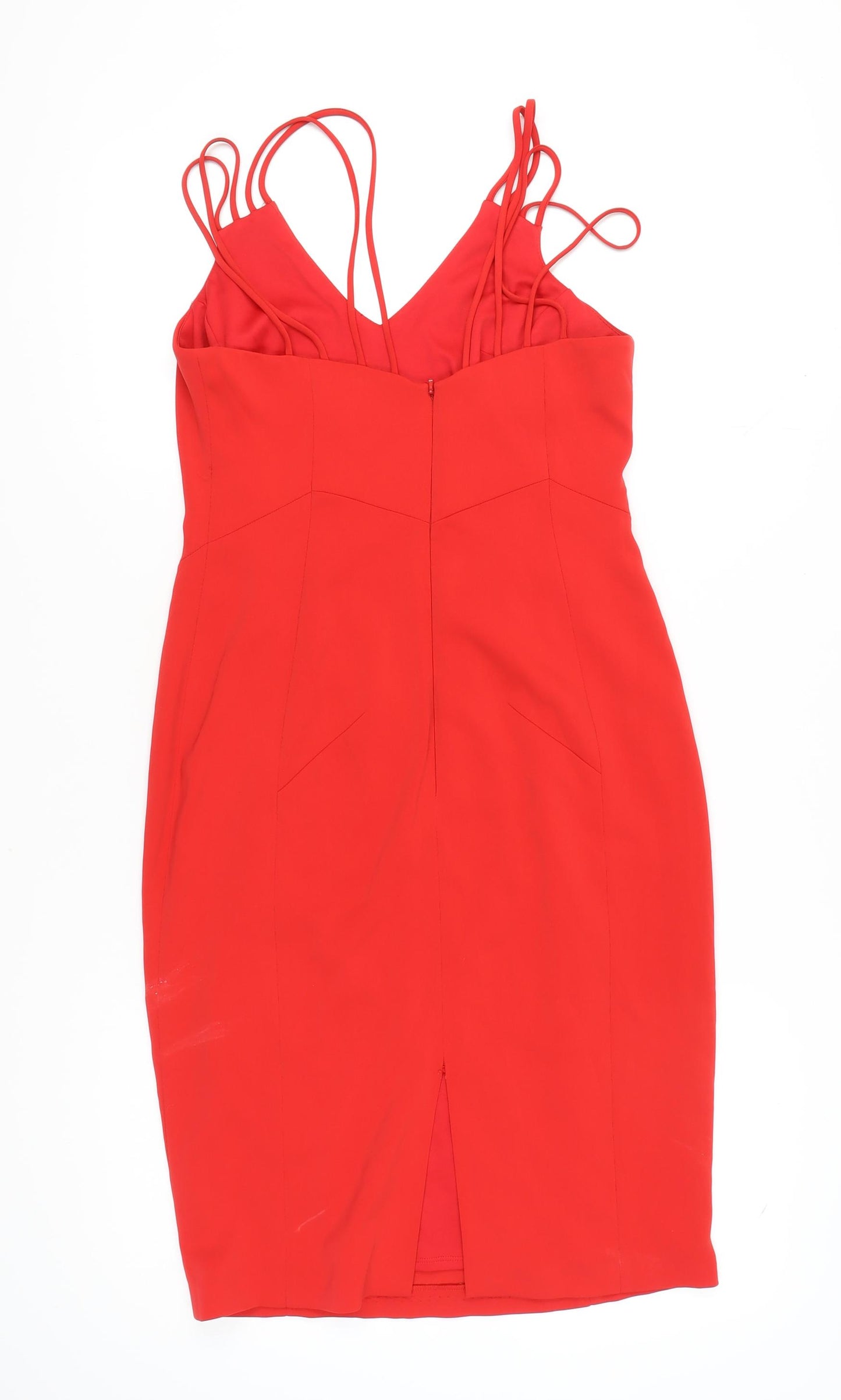Coast Women’s Red Bodycon V-Neck Dress Size 12