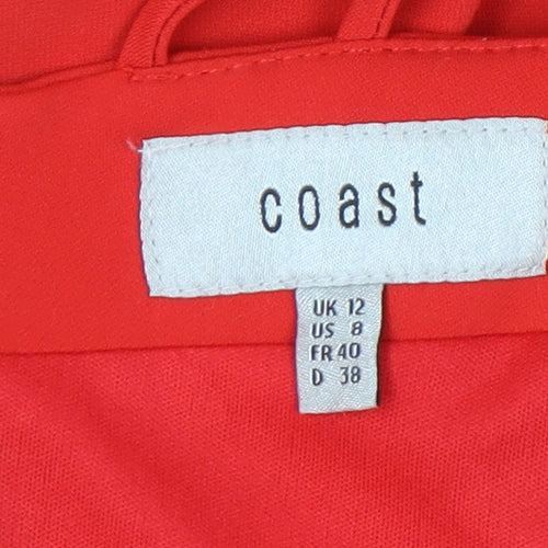 Coast Women’s Red Bodycon V-Neck Dress Size 12