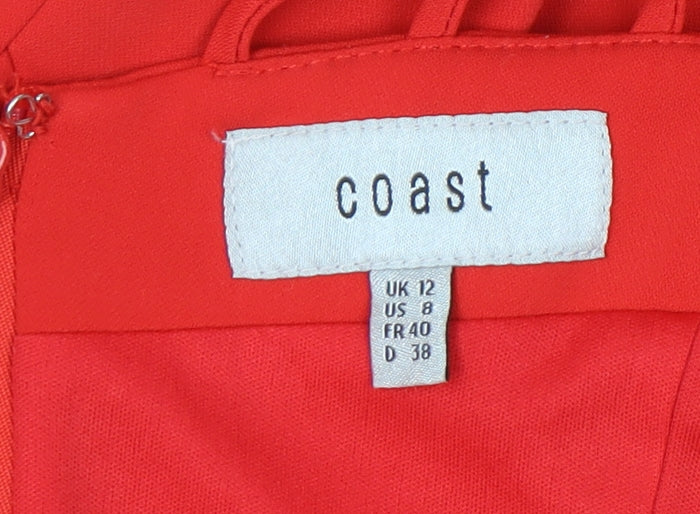 Coast Women’s Red Bodycon V-Neck Dress Size 12