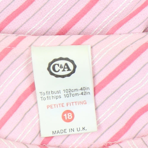 C&A Women's Pink Striped Petite Dress Size 18