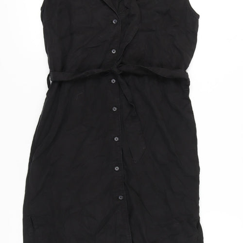 Pepe Jeans Black Sleeveless Womens Collared Dress S