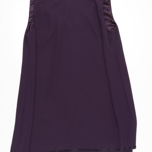 Jacques Vert Women's Purple Beaded Sleeveless Dress