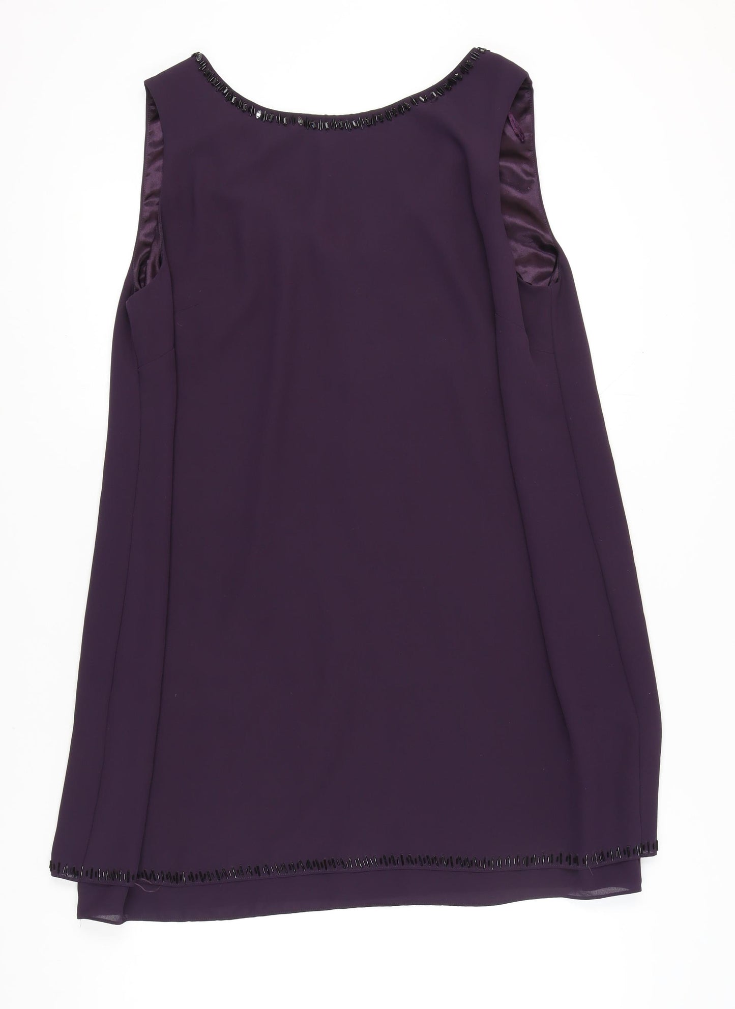 Jacques Vert Women's Purple Beaded Sleeveless Dress