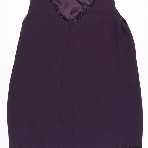 Jacques Vert Women's Purple Beaded Sleeveless Dress