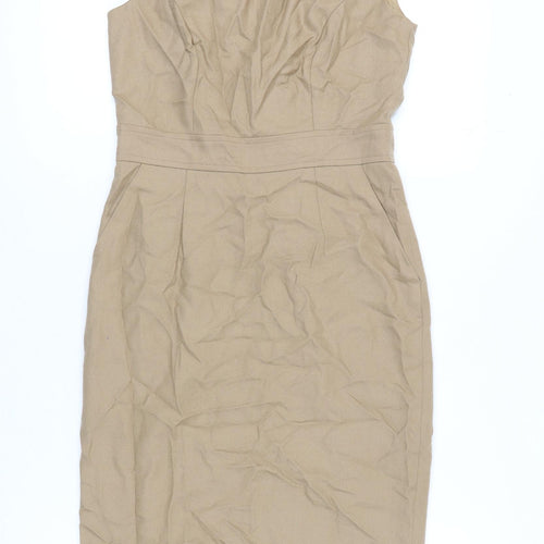 Pure Collection Beige Wool Sheath Dress - Women's Size 8