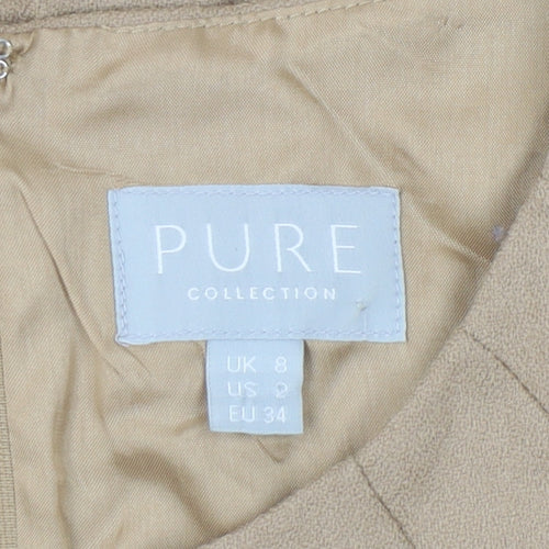 Pure Collection Beige Wool Sheath Dress - Women's Size 8