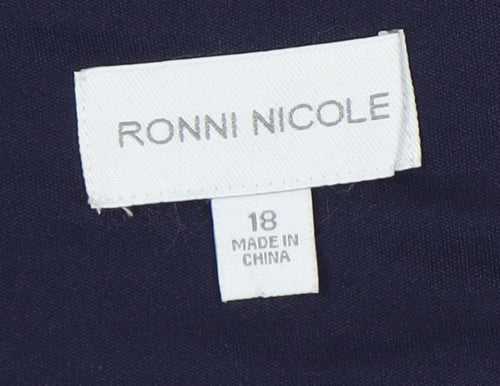 Ronni Nicole Women's Blue Beaded Shift Dress Size 18