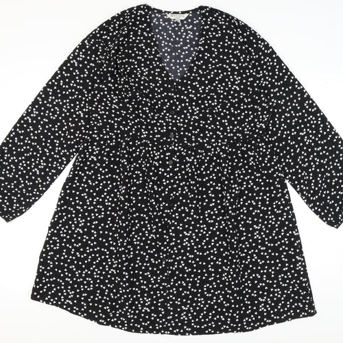 Brave Soul Women's Black Heart Pattern V-Neck Dress L