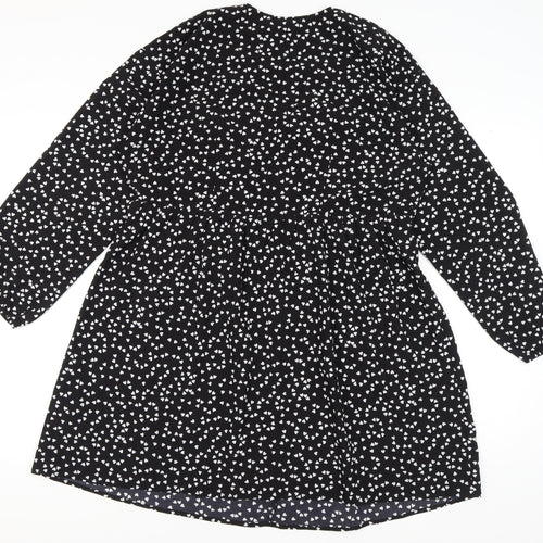 Brave Soul Women's Black Heart Pattern V-Neck Dress L