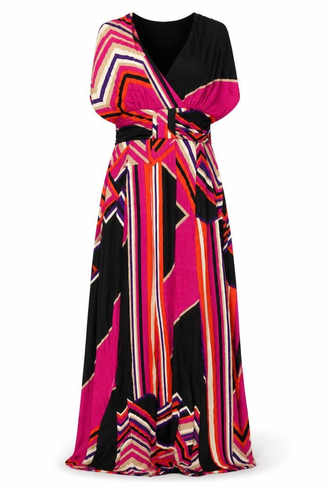 Front view of Pomodoro Women's Multicoloured Dress UK 12