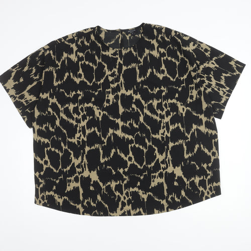 JD Williams Women's Black Animal Print Top, Size 20