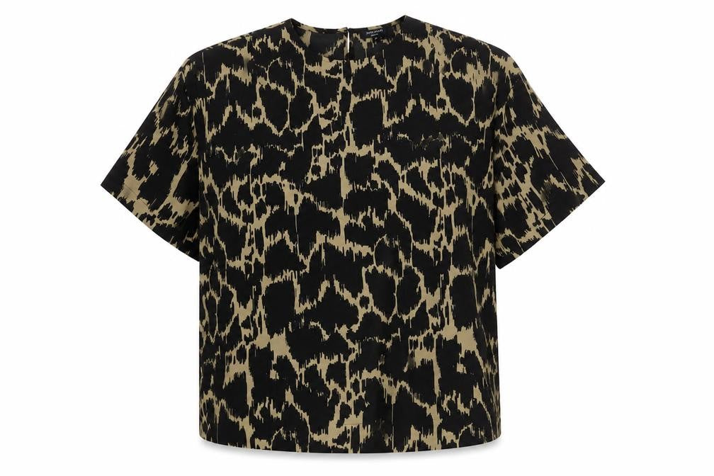 Front view of JD Williams Women's Black Animal Print Top, size 20