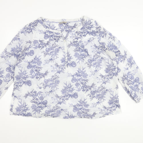Marks and Spencer Women's Blue Floral Blouse, Size 20