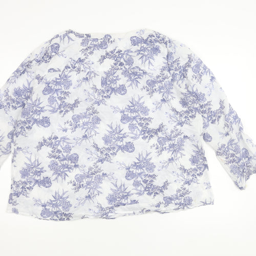 Marks and Spencer Women's Blue Floral Blouse, Size 20