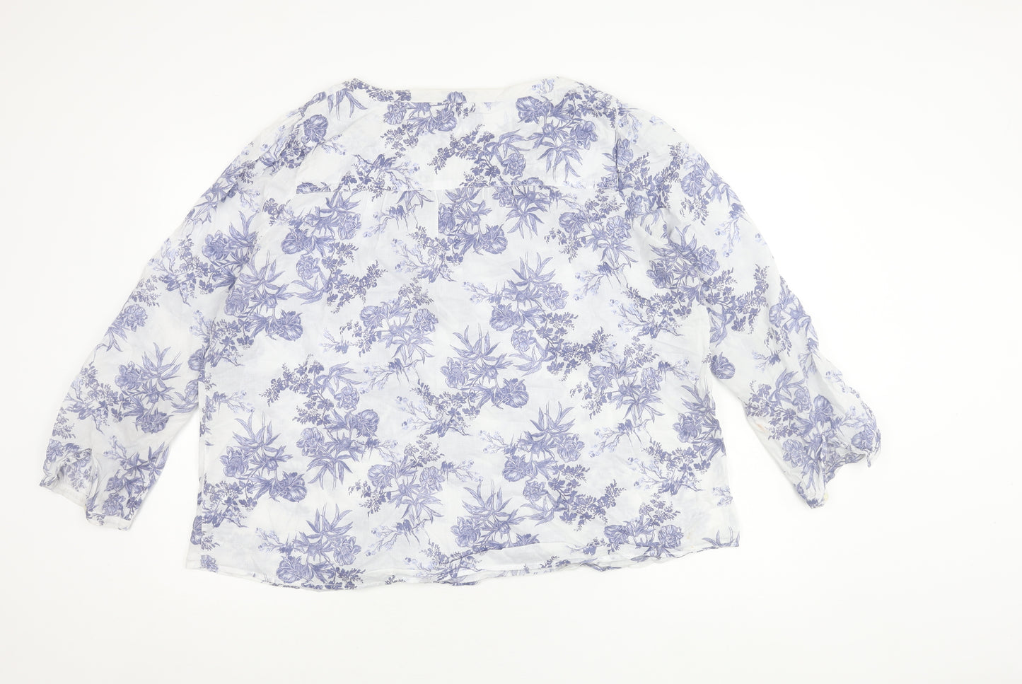 Marks and Spencer Women's Blue Floral Blouse, Size 20