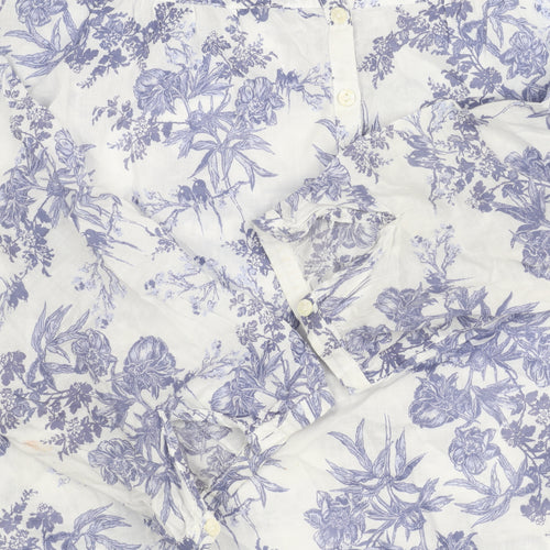 Marks and Spencer Women's Blue Floral Blouse, Size 20