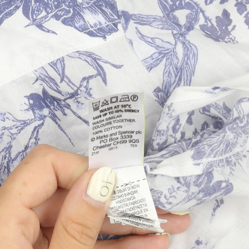 Marks and Spencer Women's Blue Floral Blouse, Size 20