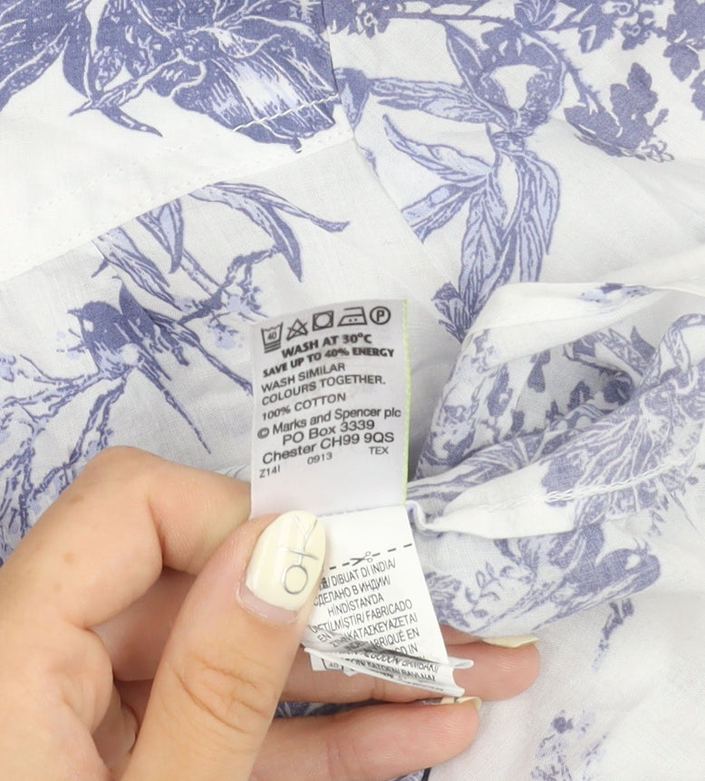 Marks and Spencer Women's Blue Floral Blouse, Size 20