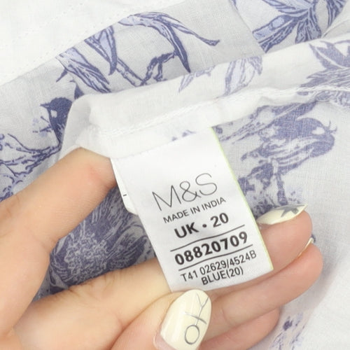 Marks and Spencer Women's Blue Floral Blouse, Size 20