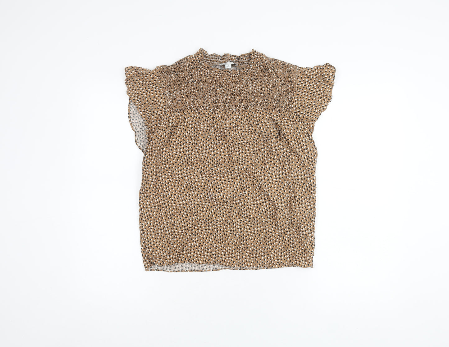 Warehouse Women Brown Animal Print Top Size 8