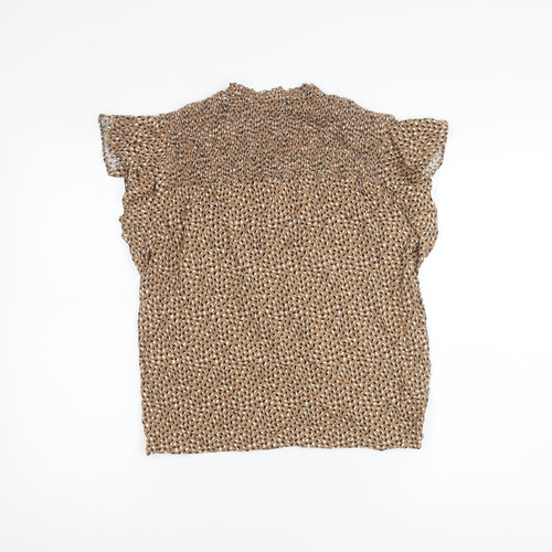 Warehouse Women Brown Animal Print Top Size 8