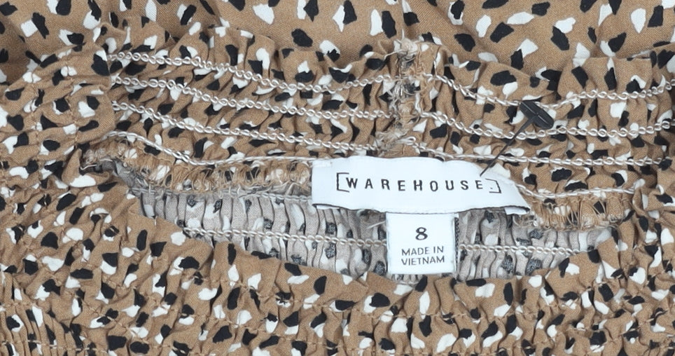 Warehouse Women Brown Animal Print Top Size 8