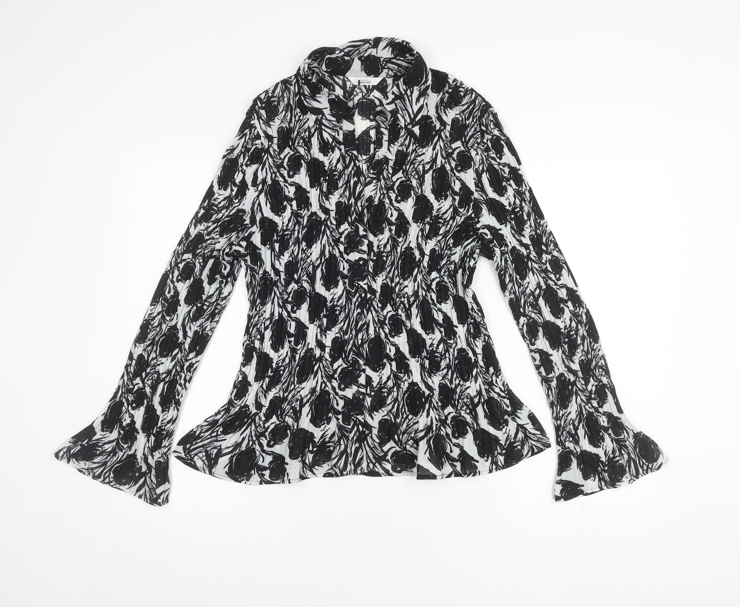 Marks and Spencer Black Floral Long Sleeve Blouse
