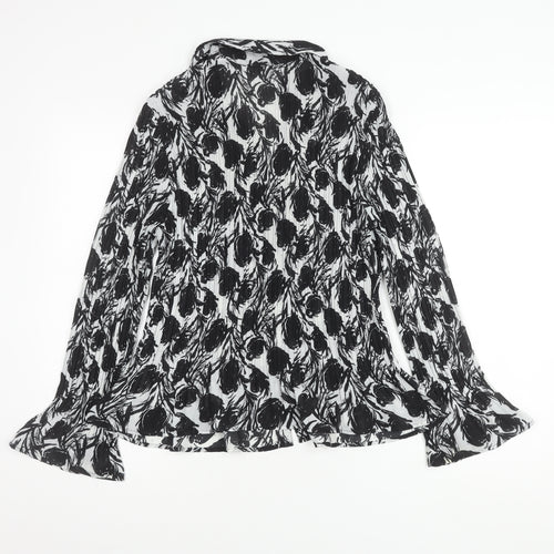 Marks and Spencer Black Floral Long Sleeve Blouse