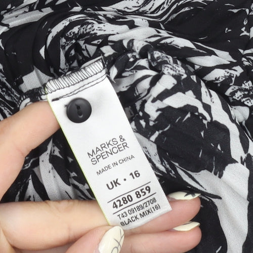 Marks and Spencer Black Floral Long Sleeve Blouse