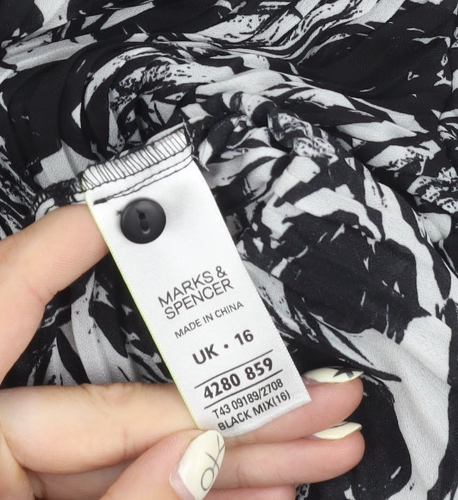 Marks and Spencer Black Floral Long Sleeve Blouse