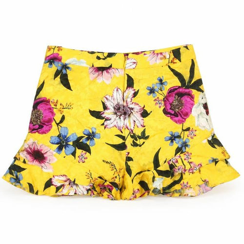 Topshop Women's Yellow Floral Shorts, Size 10, Summer