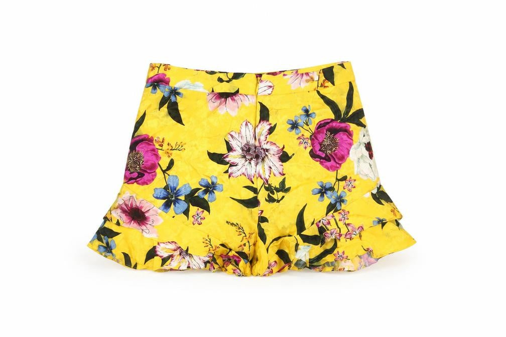 Topshop Women's Yellow Floral Shorts, Size 10, Summer