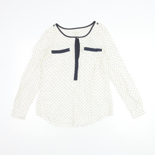 Monsoon Women's White Polka Dot Blouse Size 8