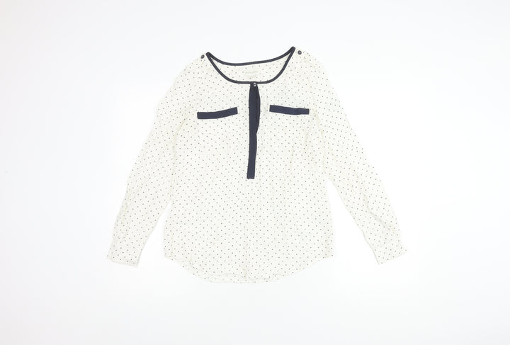 Monsoon Women's White Polka Dot Blouse Size 8