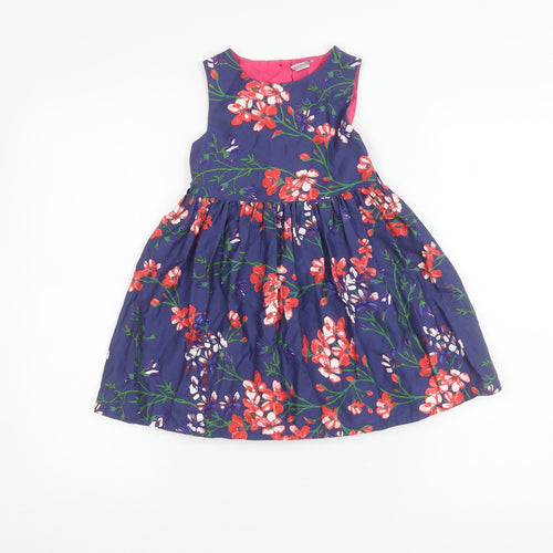 Mini Club Girls Floral Blue Dress 3-4 Years Sleeveless
