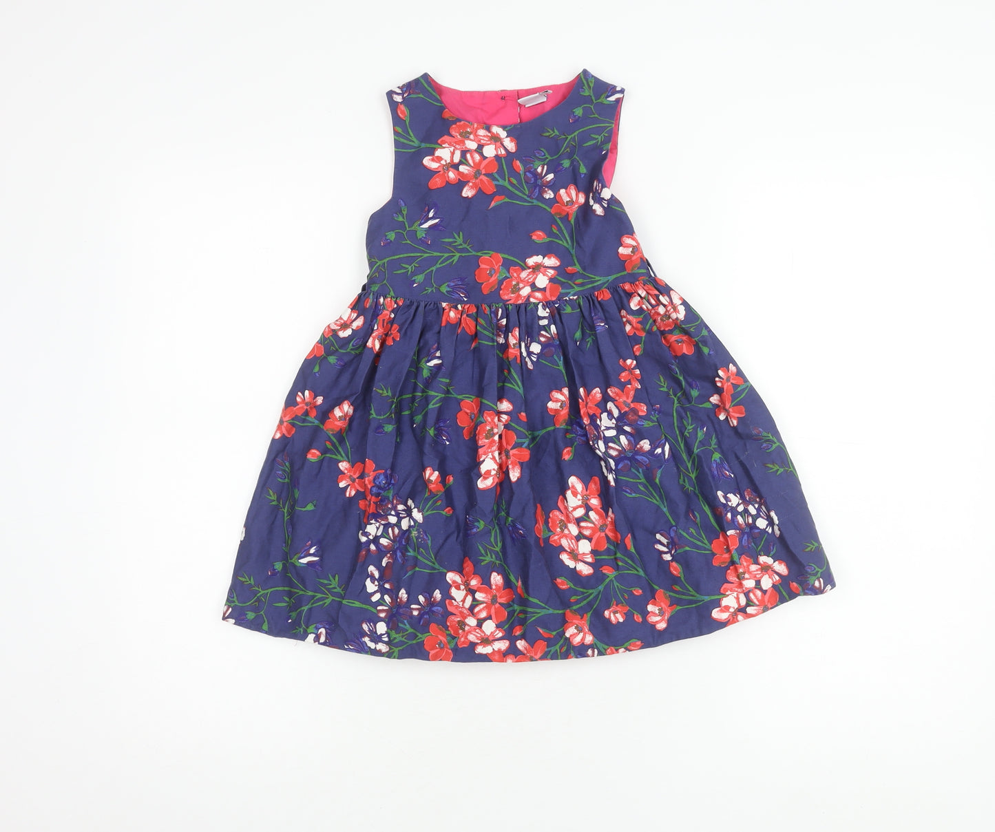 Mini Club Girls Floral Blue Dress 3-4 Years Sleeveless